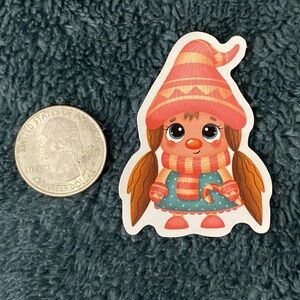 10/$10 Stickers - Cute Christmas Gnome Sticker with Hat, Scarf and Pigtails